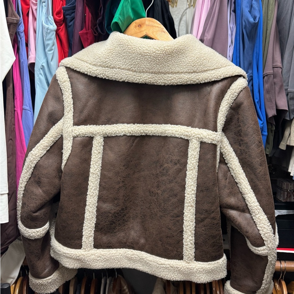 Brown Shearling Aviator Jacket - image 2